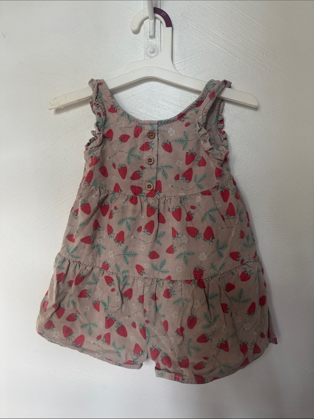 Cat & Jack Beige Romper with Red Strawberry Print